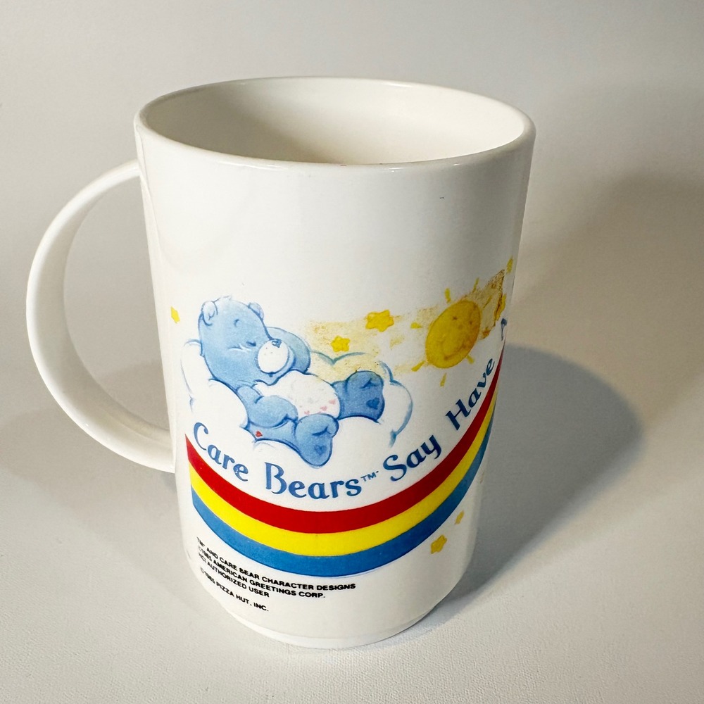 Vintage 1983 Care Bears Pizza Hut Plastic Mug Harmony Bedtime Funshine Bear